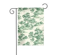 Drapeau de jardin vert émeraude motif paysage pastoral 30 x 45 cm vertical double face ferme vacances décorations extérieures drapeau de cour