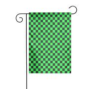 Drapeau de jardin vert et noir à motif échiquier 30 x 45 cm vertical double face ferme vacances décorations extérieures drapeau de cour