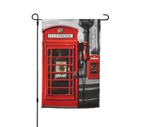 Drapeau de jardin vertical double face 30,5 x 45,7 cm Drapeau de bienvenue Angleterre Royaume-Uni rétro téléphone londonien saisonnier vacances extérieur bannière panneau extérieur décoration
