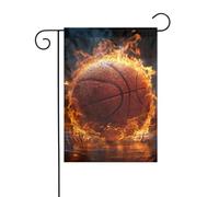 Drapeau de jardin vertical double face 30 x 45 cm Drapeau de cour extérieur Basketball sur feu Drapeaux de jardin Bannière de bienvenue Drapeaux décoratifs pour extérieur, cour, pelouse, patio