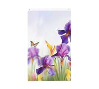 Drapeau de jardin vertical double face avec œillets, motif fleur d'iris et papillon, 90 x 150 cm, pour intérieur, décoration murale, grande bannière, pour l'extérieur