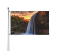 Drapeau de jardin vertical double face cascade au coucher du soleil 91 x 152 cm, bannière de vacances saisonnières avec œillets en laiton, toile de fond photo, drapeau de cour pour intérieur et