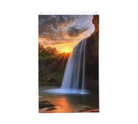 Drapeau de jardin vertical double face cascade au coucher du soleil 91 x 152 cm, bannière de vacances saisonnières avec œillets en laiton, toile de fond photo, drapeau de cour pour intérieur et