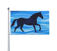 Drapeau de jardin vertical double face Cross The River On Horse Backback de 0,9 x 1,5 m, bannière de vacances saisonnières avec œillets en laiton, toile de fond photo, drapeau de cour pour intérieur