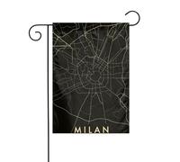 Drapeau de jardin vertical double face imprimé carte de la ville de Milan 30,5 x 45,7 cm