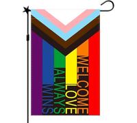 Drapeau de jardin vertical double face LGBT arc-en-ciel à suspendre au mur pour décoration extérieure