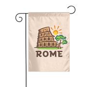 Drapeau de jardin vertical double face Motif arbre du Colisée de Rome 30,5 x 45,7 cm