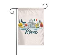 Drapeau de jardin vertical double face Motif paysage urbain de Rome avec impression italienne 30,5 x 45,7 cm