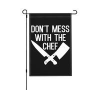 Drapeau de jardin vertical double face « Ne vous en prenez pas au chef » (30 x 45 cm) - Décoration murale ou de jardin - Bannière de bienvenue