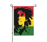 Drapeau de jardin vertical double face « One Love With Rasta » 30 x 45 cm (12 x 18 pouces), décoration murale ou de chambre, bannière de bienvenue