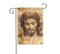 Drapeau de jardin vertical double face représentant le visage de Jésus avec une couronne d'épines, 30,5 x 45,7 cm, décorations extérieures pour les fêtes de fin d'année