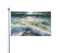 Drapeau de jardin vertical double face Sea On The Boards - 91 x 152 cm - Bannière de vacances saisonnières avec œillets en laiton - Toile de fond pour photo - Drapeau de cour pour intérieur et