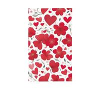 Drapeau de jardin vertical imprimé cœur fleur rouge Saint-Valentin sur un seul côté drapeau de cour extérieur décoration de fête