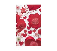 Drapeau de jardin vertical imprimé cœur fleur rouge Saint-Valentin sur un seul côté drapeau de cour extérieur décoration de fête
