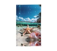 Drapeau de jardin vertical imprimé étoile de mer et corail sur la plage sur un seul côté pour décoration de fête