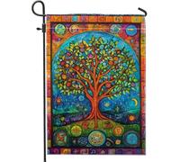 Drapeau de jardin vibrant arbre de vie, motif d'arbre saisonnier coloré pour décoration d'intérieur, bannière extérieure double face pour pelouse, cour et terrasse, 30,5 x 45,7 cm