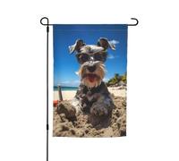 Drapeau de jardin vibrant double face 12 x 18 pouces, motif chien Schnauzer d'été, mignon chiot, mon chien d'amour sur la plage, décoration pour la maison et la cour
