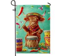 Drapeau de jardin vibrant en forme d'animal de la ferme, décoration colorée de batteur de vache des Highlands pour fêtes d'été, décoration de pelouse amusante en plein air, bannière double face en