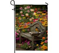 Drapeau de jardin vibrant, motif floral coloré avec oiseau, décoration extérieure de printemps et d'été, bannière double face en toile de jute pour pelouse et décoration de jardin, 30,5 x 45,7 cm