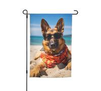 Drapeau de jardin vibrant « Summeran Shepherd Dog My Love Dog On The Beach » double face, 30,5 x 45,7 cm, décoration pour maison et jardin, blanc