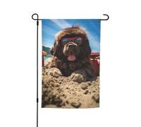 Drapeau de jardin vibrant « Terre-Neuve d'ét頻 : mon chien d'amour sur la plage, double face, 30,5 x 45,7 cm, décoration pour la maison et la cour