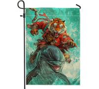 Drapeau de jardin vibrant tigre et dauphin, animal coloré, décoration d'intérieur, drapeau double face en toile de jute pour décoration de pelouse extérieure printemps été 30,5 x 45,7 cm