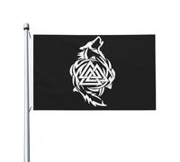 Drapeau De Jardin Vikings Norse Mythology Odin Wolf Garden Flag Amusante Drapeau De Bienvenue Couleur Vive Pride Flag Pour Cour Pelouse Pavillon 152X90CM