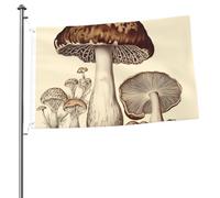 Drapeau de jardin vintage à motifs de champignons, 60 x 90 cm, double face, avec œillets, pour décoration intérieure et extérieure.