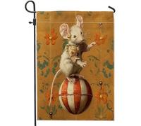 Drapeau de jardin vintage animal boule fleur milieu siècle baroque bois campagne marron lin pelouse décor double face extérieur porche camping clôture mur famille décorations drapeau 30,5 x 45,7 cm