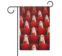 Drapeau de jardin vintage avec rangées de fantômes mignons en toile de jute double face 30,5 x 45,7 cm