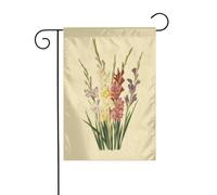 Drapeau de jardin vintage botanique avec fleurs de glaïeul 30 x 45 cm vertical double face ferme vacances décorations extérieures drapeau de cour