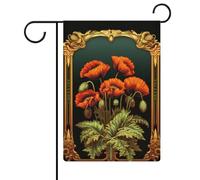 Drapeau de jardin vintage botanique coquelicots sauvages en toile de jute double face 30,5 x 45,7 cm