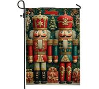 Drapeau de jardin vintage casse-noisette, bannière de décoration de vacances, drapeau double face en toile de jute pour décoration de pelouse de Noël, 30,5 x 45,7 cm