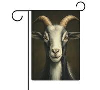 Drapeau de jardin vintage chèvre aux yeux sages en toile de jute double face 30,5 x 45,7 cm