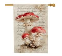 Drapeau de jardin vintage en forme de champignon d'automne, bannière de décoration d'intérieur, bannière double face en toile de jute, décoration de pelouse extérieure, 71,1 x 101,6 cm