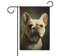Drapeau de jardin vintage en toile de jute avec motif bouledogue français - 32 x 47 cm