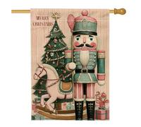 Drapeau de jardin vintage en toile de jute motif casse-noisette, décoration de sapin de Noël, bannière double face pour décoration de pelouse extérieure de vacances, 71 x 101,6 cm