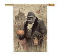 Drapeau de jardin vintage en toile de jute pour Halloween, citrouille marron et lanterne, bannière de décoration d'intérieur, drapeau de cour double face pour décoration de pelouse extérieure, 71 x