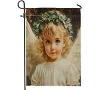 Drapeau de jardin vintage Little Angel 30,5 x 45,7 cm double face pour décoration extérieure, bébé ange rustique avec ailes pour jardin, maison, drapeau cool pour l'extérieur