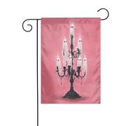 Drapeau de jardin vintage noir en forme de fantômes à plusieurs têtes - 30 x 45 cm - Vertical double face - Décoration extérieure de ferme