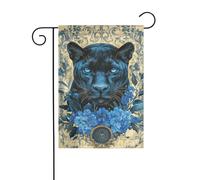Drapeau de jardin vintage Panthère avec fleur 30 x 45 cm Vertical double face Ferme Vacances Décorations extérieures Drapeau de cour