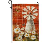 Drapeau de jardin vintage pour printemps et été, papillons floraux rouges, décoration extérieure, drapeaux de cour double face en toile de jute pour décoration de maison et de jardin, 30,5 x 45,7 cm