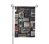 Drapeau de jardin vintage représentant un ghetto-blaster mural, 30 x 45 cm, double face, style ferme, idéal pour les fêtes de fin d'année ou la décoration extérieure printanière et estivale de v
