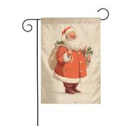 Drapeau de jardin vintage style années 1950 Père Noël 30 x 45 cm vertical double face ferme vacances décorations extérieures drapeau de cour