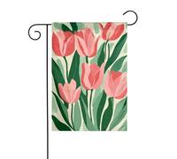 Drapeau de jardin vintage tulipes roses 30 x 45 cm vertical double face ferme vacances décorations extérieures drapeau de cour