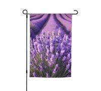 Drapeau de jardin violet avec imprimé champs de lavande pour extérieur, décoration de cour pour patio, porche ou pelouse
