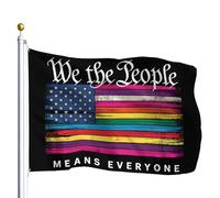 Drapeau De Jardin We The People Means Everyone Lgbtq Drapeau De Bienvenue Premium Drapeaus Décoratif Couleur Vive Garden Flag Pour Patio Cour Pavillon 152X90CM