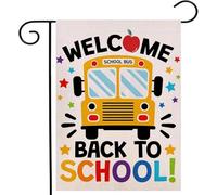 Drapeau de jardin « Welcome Back to School » - Double face - Décoration extérieure