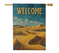 Drapeau de jardin « Welcome Desert Landscape » - Champ de blé doré - Bannière de jardin double face en toile de jute - Décoration de pelouse - 71 x 101 cm