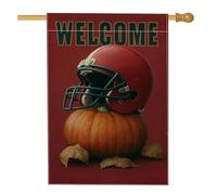 Drapeau de jardin « Welcome Fall », casque de citrouille rouge, bannière de décoration extérieure, drapeau de cour double face en toile de jute pour célébration d'automne 71 x 101 cm